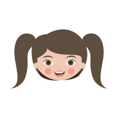 front face pretty girl with ponytails vector illustration