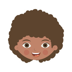 front face brunette girl with curly hair vector illustration