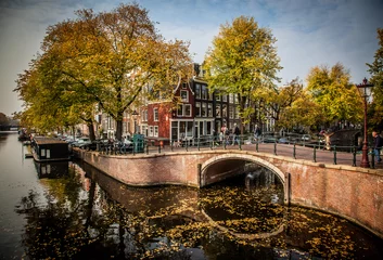 Fotobehang Beautiful canals in Amsterdam, the Netherlands © Melinda Nagy