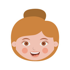 front face woman with collected hair vector illustration