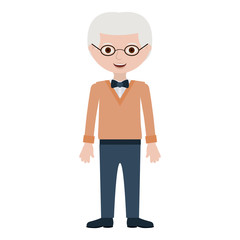 elderly man with bowtie and glasses vector illustration