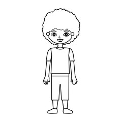 child silhouette with wavy hair vector illustration