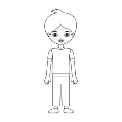 young boy silhouette with informal suit vector illustration