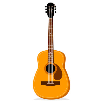 Realistic acoustic guitar. Vector illustration, isolated on a white background.