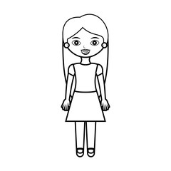 teenager silhouette with long hair and skirt vector illustration