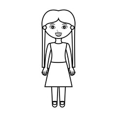 girl silhouette with dress and long hair vector illustration