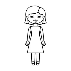 cute girl with hair short and dress vector illustration