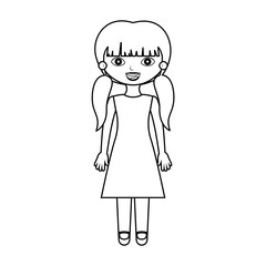 girl silhouette with pigtails and dress vector illustration