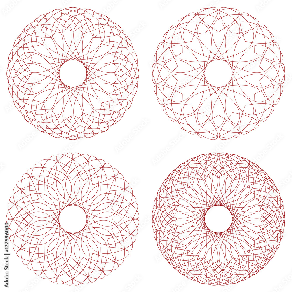 Poster set of vector guilloche rosettes