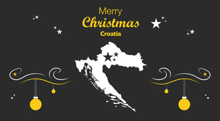 Merry Christmas illustration theme with map of Croatia