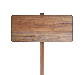 wooden sign on white background with clipping path