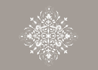 Barock Rauten Muster weiß auf grau