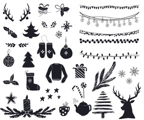 Set of cute and simple Christmas elements