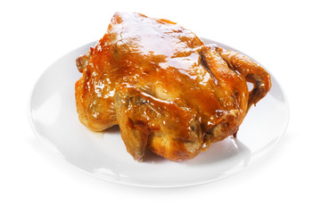 plate of roasted chicken
