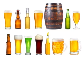 Foto op Canvas set of various glasses, mugs and bottles of beer © Nitr