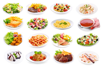 Fototapeta na wymiar set of various plates of food