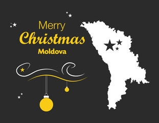 Merry Christmas illustration theme with map of Moldova