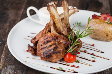 lamb chop meal with potato