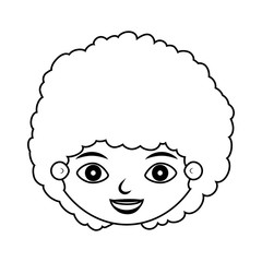 front face child silhouette with curly hair vector illustration