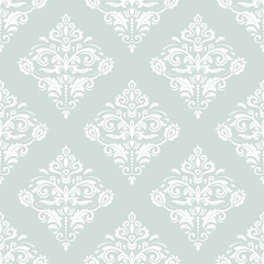 Fototapeta premium Seamless oriental pattern in the style of baroque. Traditional classic ornament. Light blue and white pattern