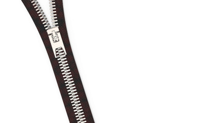 3d rendering close up zipper texture on isolated background with