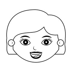 front face girl silhouette with hair short vector illustration
