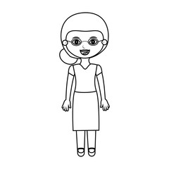 elderly woman silhouette dressed with glasses vector illustration
