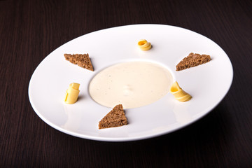 Mushroom cream soup, top view