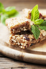 Healthy cereal bars with berry