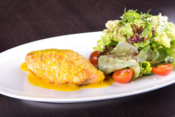 fillet of salmon fish and cheese