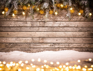 Christmas decoration on wooden background