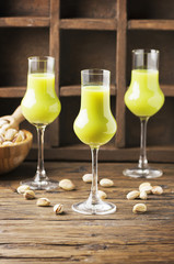 Italian traditional liquor with pistachio
