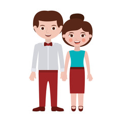 Fototapeta premium man formal suit with woman collected hair togheter vector illustration