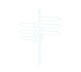 Arrow road sign. Sketch illustration.Isolated on white backgroun