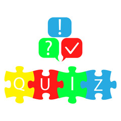 Fototapeta premium Quiz logo with speech bubble symbols