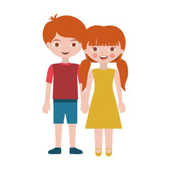 couple of children in clothing casual vector illustration