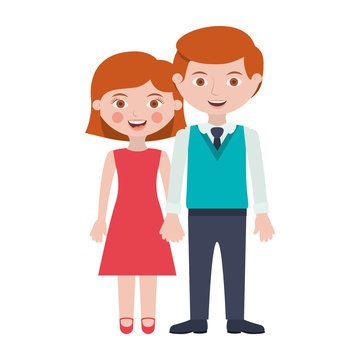 redhead couple with taken hands vector illustration