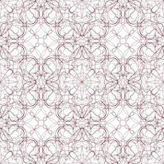 Seamless abstract repeating guilloshe ornament on white (transparent) background. Protective security pattern for banknotes, diplomas, certificates, tickets, other papers design. Vector illustration