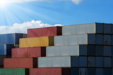 Fototapeta premium industrial port with containers.