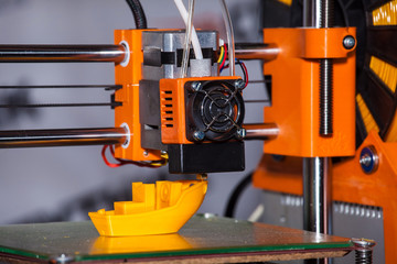 3d printer printing. Close up process of new printing technology