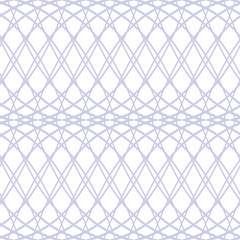 Fototapeta premium Seamless abstract vector pattern illustration, lavender guilloche wave ornament isolated on white/transparent background. Invitations, banknotes, diplomas, certificates, tickets, papers secure design