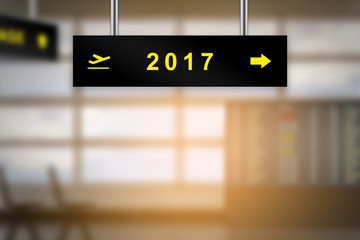 2017 on airport sign board