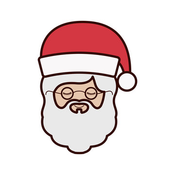 front face santa claus with christmas hat vector illustration