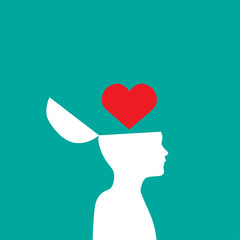 Man with heart on his head