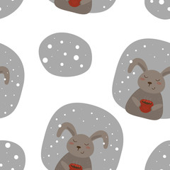 Vector pattern with rabbit and cup Printable templates