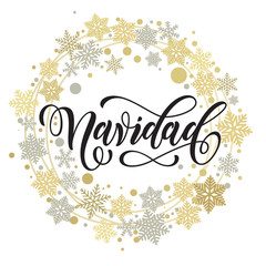 Obraz premium Feliz Navidad. Spanish Merry Christmas text for greeting card