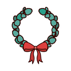 crown Christmas ornament with red ribbon vector illustration