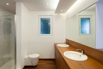 Naklejka na ściany i meble Interior, bathroom with two sinks