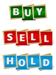 Buy Sell Hold Red Green Blue Blocks 