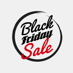 Black Friday hand made simple label with brush circle and red co